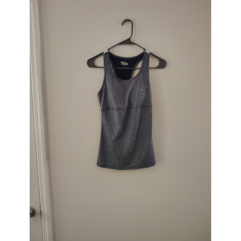 Head Womens Racerback Activewear Tank Top Built In Shelf Bra Space‎ Dye Navy XS